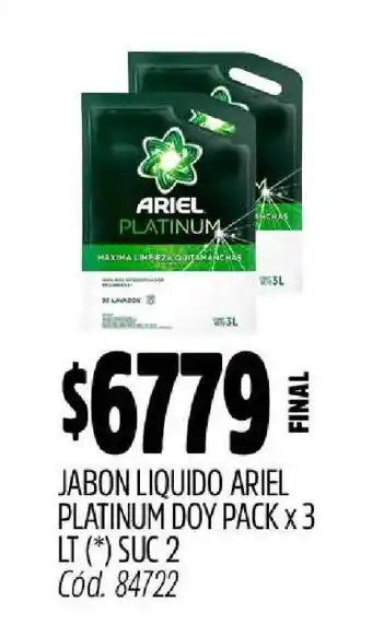 Supermercados Yaguar Jabon Liquido Ariel Platinum Doy Pack x 3 LT oferta