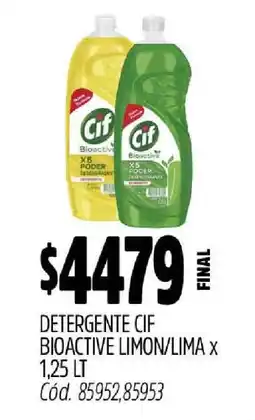 Supermercados Yaguar Detergente CIF Bioactive Limón/Lima x 1,25 LT oferta