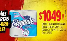 Supermercados Yaguar Papel Higiénico Elegante Blanco Hoja Simple oferta