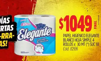 Supermercados Yaguar Papel Higiénico Elegante Blanco Hoja Simple oferta