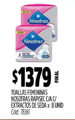 Supermercados Yaguar Toallas Femeninas Nosotras Rapisec oferta