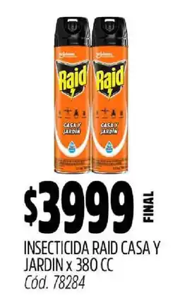Supermercados Yaguar Insecticida raid casa y jardin x 380 cc oferta