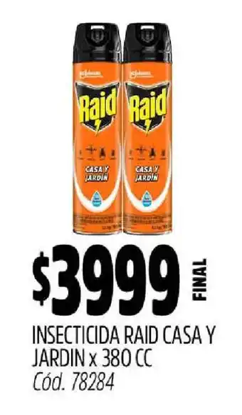 Supermercados Yaguar Insecticida raid casa y jardin x 380 cc oferta