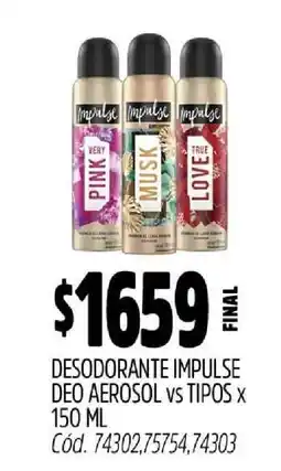 Supermercados Yaguar Desodorante Impulse Deo Aerosol oferta