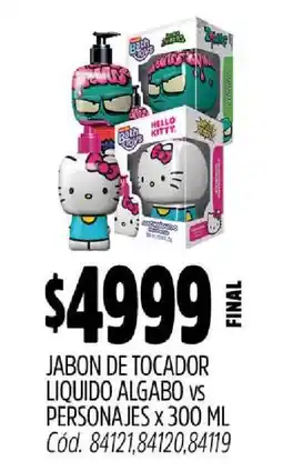 Supermercados Yaguar Jabón de Tocador Líquido Algabo VS Personajes oferta