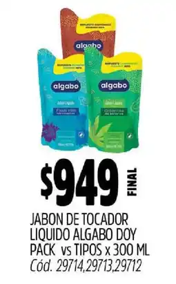 Supermercados Yaguar Jabon de Tocador Liquido Algabo Doy Pack oferta