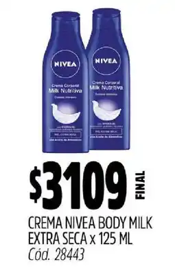 Supermercados Yaguar Crema Nivea Body Milk Extra Seca x 125 ml oferta