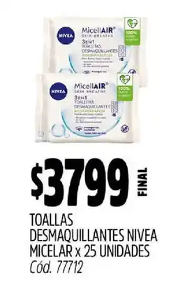 Supermercados Yaguar Toallas Desmaquillantes Nivea Micelar x 25 Unidades oferta