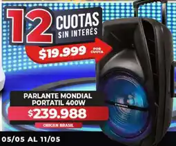 Supermayorista Vital Parlante Mondial Portátil 400W oferta