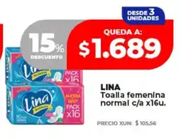 Supermayorista Vital LINA Toalla femenina normal c/a x16u oferta