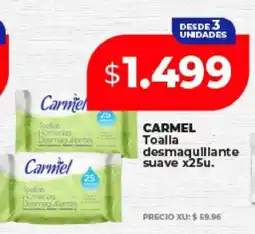 Supermayorista Vital CARMEL Toalla desmaquillante suave x25u oferta