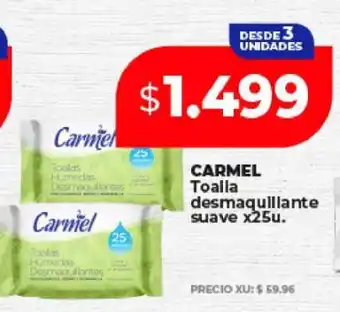 Supermayorista Vital CARMEL Toalla desmaquillante suave x25u oferta