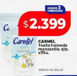 Supermayorista Vital CARMEL Toalla húmeda manzanilla d/p. x70u oferta