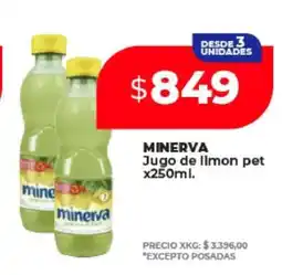 Supermayorista Vital MINERVA Jugo de limón pet x250ml oferta