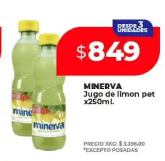 Supermayorista Vital MINERVA Jugo de limón pet x250ml oferta