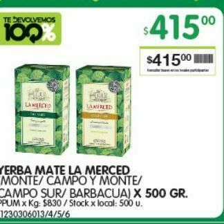 Jumbo Yerba mate la merced oferta