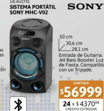Mini componente sony mhc-v02 bt-cd-usb