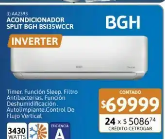 Samsung Aire acondicionado split bgh bsi35wccr 3430w frã­o calor inverter oferta