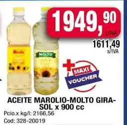Maxiconsumo ACEITE MAROLIO-MOLTO GIRASOL x 900 cc oferta