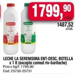 Maxiconsumo LECHE LA SERENISIMA ENT-DESC. BOTELLA x 1 lt oferta