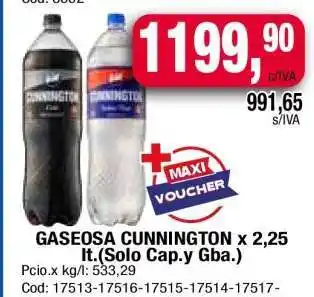 Maxiconsumo GASEOSA CUNNINGTON x 2,25 lt oferta