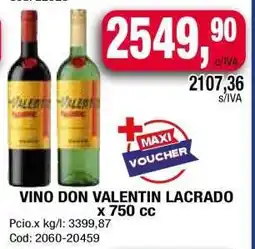 Maxiconsumo VINO DON VALENTIN LACRADO x 750 cc oferta