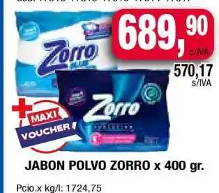 Maxiconsumo JABON POLVO ZORRO x 400 gr oferta