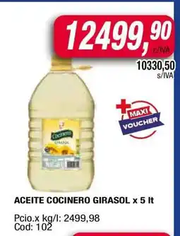 Maxiconsumo ACEITE COCINERO GIRASOL x 5 lt oferta
