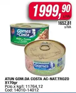 Maxiconsumo ATUN GOM.DA COSTA AC-NAT.TROZO X170gr oferta
