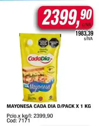 Maxiconsumo MAYONESA CADA DÍA D/PACK x 1 kg oferta
