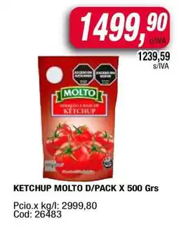 Maxiconsumo KETCHUP MOLTO D/PACK X 500 Grs oferta