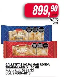 Maxiconsumo Galletitas Hojalmar Ronda Triang/Larg. x 150 gr oferta