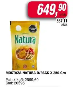 Maxiconsumo MOSTAZA NATURA D/PACK X 250 Grs oferta