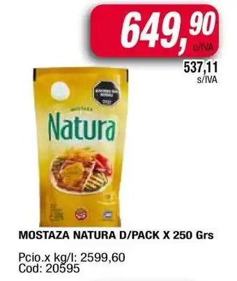 Maxiconsumo MOSTAZA NATURA D/PACK X 250 Grs oferta