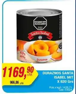 Maxiconsumo DURAZNOS SANTA ISABEL MIT X 820 Grs oferta