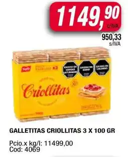 Maxiconsumo GALLETITAS CRIOLLITAS 3 X 100 GR oferta