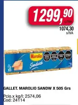 Maxiconsumo GALLET. MAROLIO SANDW X 505 Grs oferta