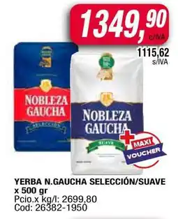 Maxiconsumo YERBA N.GAUCHA SELECCIÓN/SUAVE x 500 gr oferta