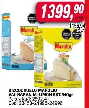 Maxiconsumo BIZCOCHUELO MAROLIO VAI-NARANJA-LIMON EST.540gr oferta
