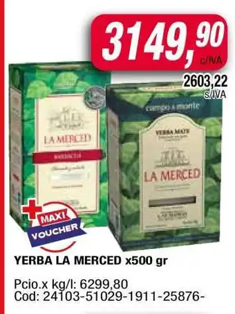 Maxiconsumo YERBA LA MERCED x500 gr oferta