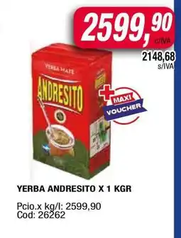 Maxiconsumo YERBA ANDRESITO X 1 KGR oferta