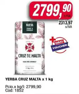 Maxiconsumo YERBA CRUZ MALTA x 1 kg oferta