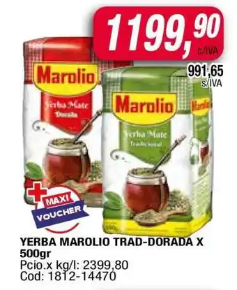 Maxiconsumo YERBA MAROLIO TRAD-DORADA X 500gr oferta
