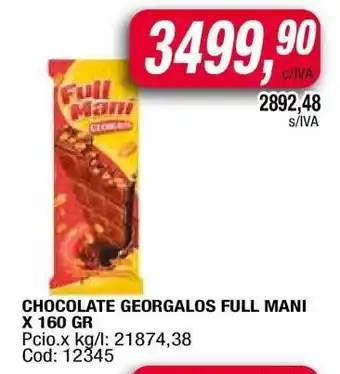 Maxiconsumo CHOCOLATE GEORGALOS FULL MANI X 160 GR oferta