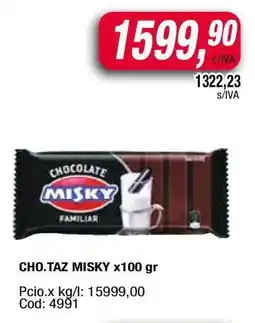 Maxiconsumo CHO.TAZ MISKY x100 gr oferta