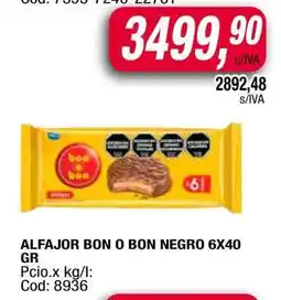 Maxiconsumo ALFAJOR BON O BON NEGRO 6X40 GR oferta