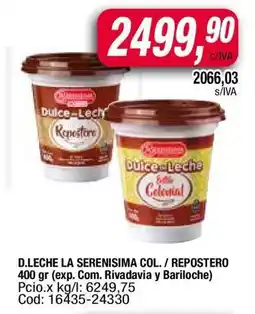 Maxiconsumo Dulce de Leche La Serenisima Col. / Repostero oferta