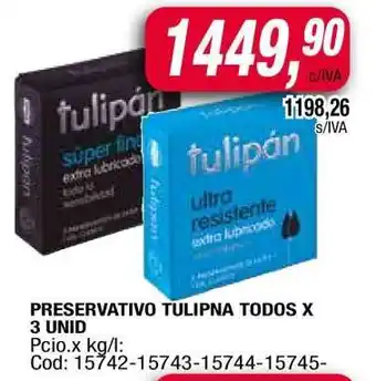 Maxiconsumo PRESERVATIVO TULIPAN TODOS X 3 UNID oferta
