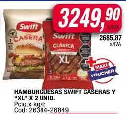 Maxiconsumo HAMBURGUESAS SWIFT CASERAS Y “XL” X 2 UNID oferta