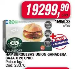Maxiconsumo HAMBURGUESAS UNION GANADERA CAJA X 20 UNID oferta
